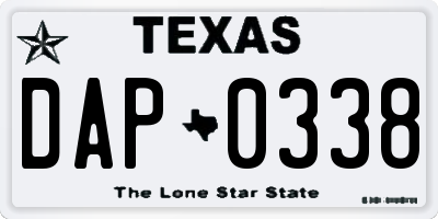 TX license plate DAP0338