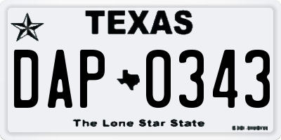TX license plate DAP0343