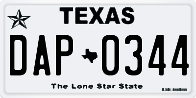 TX license plate DAP0344