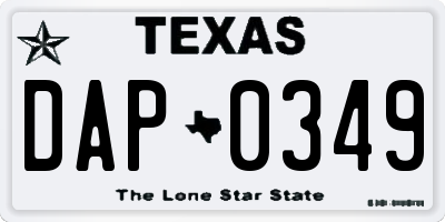 TX license plate DAP0349