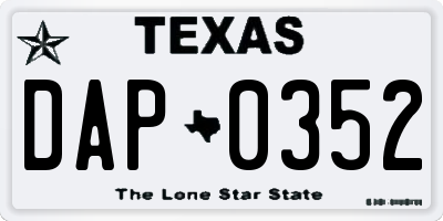 TX license plate DAP0352