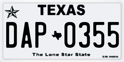 TX license plate DAP0355