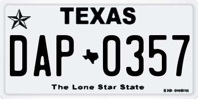 TX license plate DAP0357