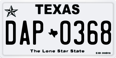 TX license plate DAP0368