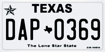 TX license plate DAP0369