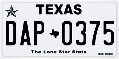 TX license plate DAP0375