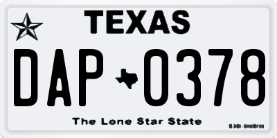TX license plate DAP0378