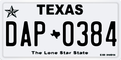 TX license plate DAP0384