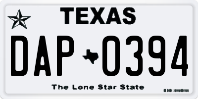 TX license plate DAP0394
