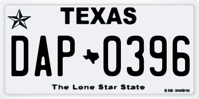 TX license plate DAP0396
