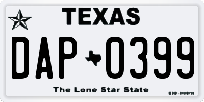 TX license plate DAP0399