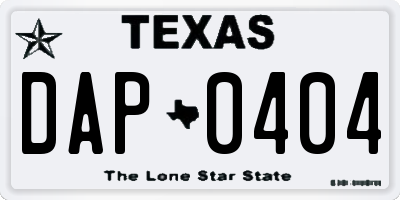 TX license plate DAP0404
