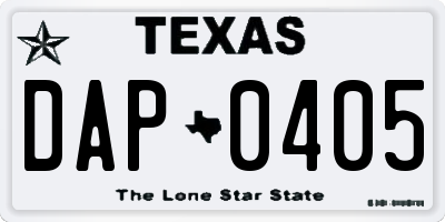 TX license plate DAP0405
