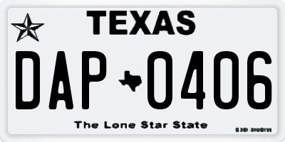 TX license plate DAP0406