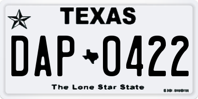 TX license plate DAP0422