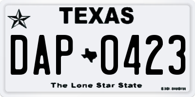 TX license plate DAP0423