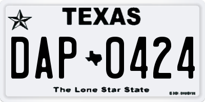 TX license plate DAP0424