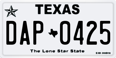 TX license plate DAP0425