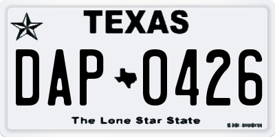 TX license plate DAP0426