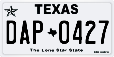 TX license plate DAP0427