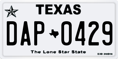 TX license plate DAP0429