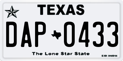TX license plate DAP0433