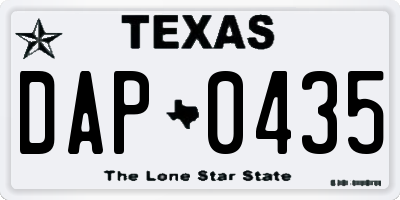 TX license plate DAP0435
