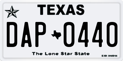 TX license plate DAP0440
