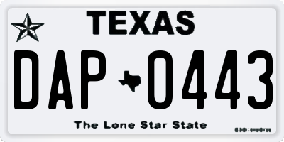 TX license plate DAP0443