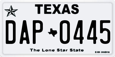 TX license plate DAP0445