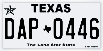 TX license plate DAP0446