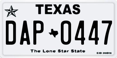TX license plate DAP0447
