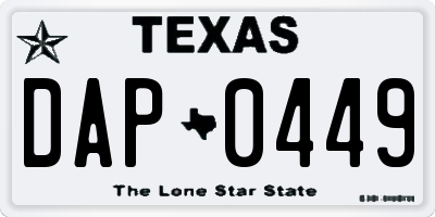TX license plate DAP0449