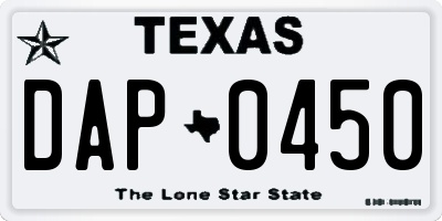 TX license plate DAP0450