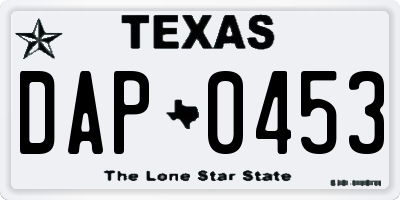 TX license plate DAP0453