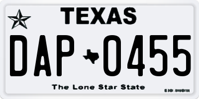 TX license plate DAP0455