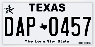 TX license plate DAP0457