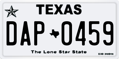 TX license plate DAP0459