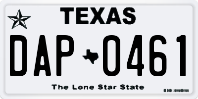 TX license plate DAP0461