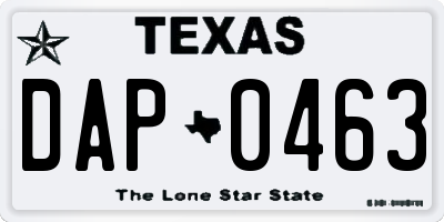 TX license plate DAP0463
