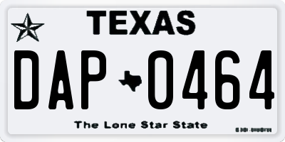TX license plate DAP0464