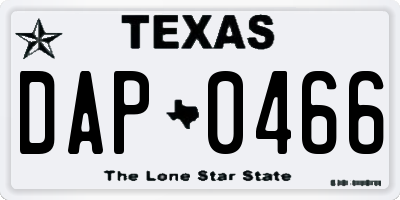 TX license plate DAP0466