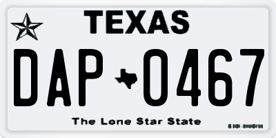 TX license plate DAP0467