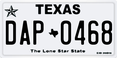 TX license plate DAP0468