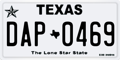 TX license plate DAP0469