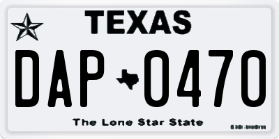 TX license plate DAP0470