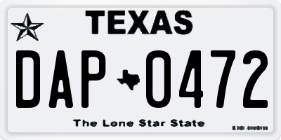 TX license plate DAP0472