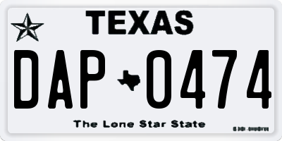 TX license plate DAP0474