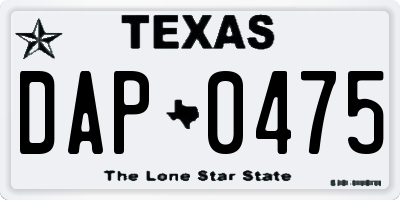 TX license plate DAP0475
