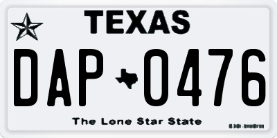 TX license plate DAP0476